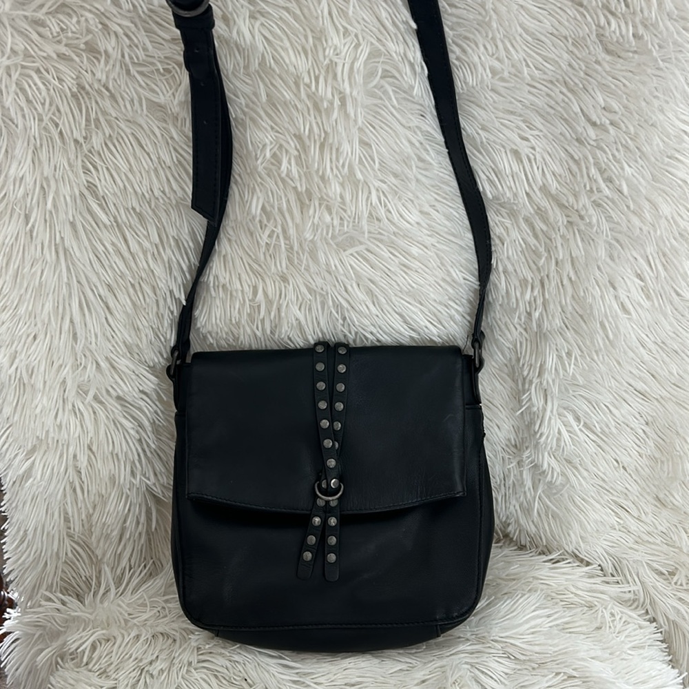 Lucky brand black leather crossbody bag